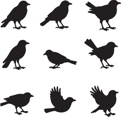 Create a bird vector art silhouette with white background.