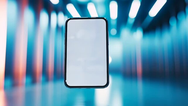 An iphone x mockup. Abstract 3d hologram of a futuristic mobile phone. A blank screen on the user interface of a smartphone. A mockup of an iphone x lifestyle.