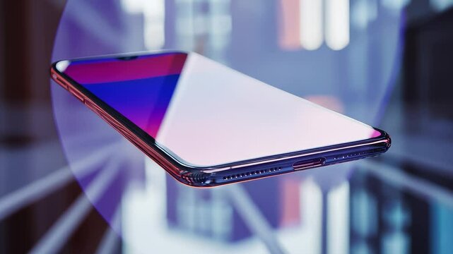 An iphone x mockup. Abstract 3d hologram of a futuristic mobile phone. A blank screen on the user interface of a smartphone. A mockup of an iphone lifestyle x.