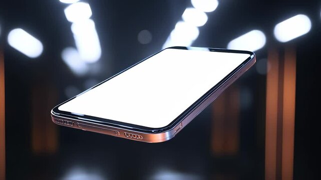 An iphone x mockup. Abstract 3d hologram of a futuristic mobile phone. A blank screen on the user interface of a smartphone. A mockup of an lifestyle iphone x.