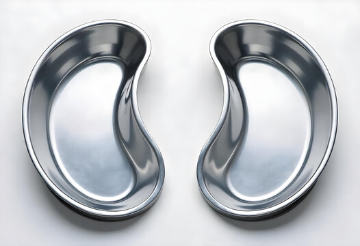 Kidney Shaped Medical Plate for Renal Health Concept and Clinical Nutrition Plate for Kidney Disease Awareness Isolated on White Background