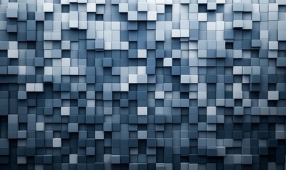 Fototapeta premium Varied blue and white squares form a modern textured abstract pattern, perfect for backgrounds.