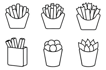 Fries line art artistic interpretation for food illustrations.eps