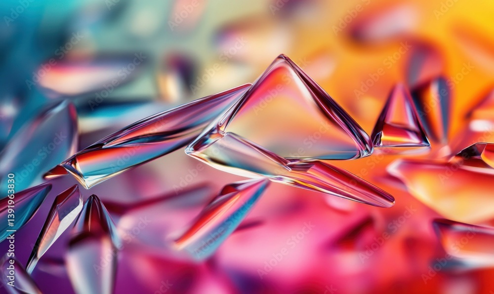 Poster a collection of shattered prism shards create an iridescent and colorful abstract design with vibran