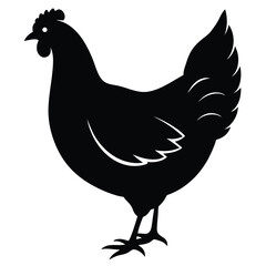 Chicken Silhouette, Vector EPS10 Illustration, Hen silhouette isolated on white background, Chicken hen silhouette isolated on white background, Flat vector Farm Animal illustration.