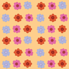 Cheerful Pastel Flower Repeat Vector - Whimsical Floral Tiles for Light and Airy Design
