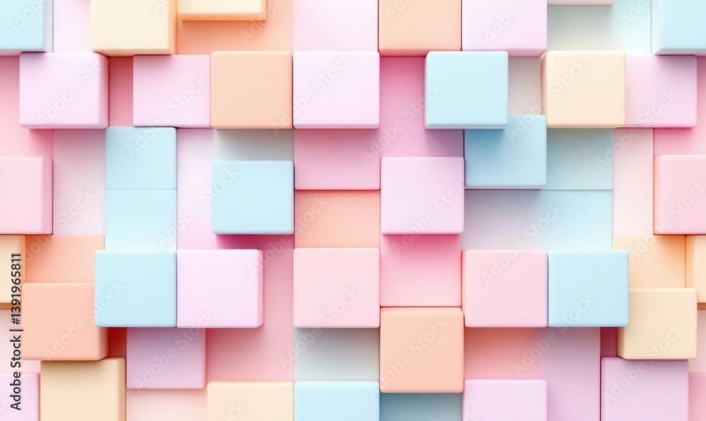 Aufkleber pastel colored cubes in a geometric arrangement create a modern and soft background design.