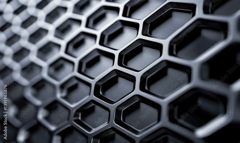 Poster detailed honeycomb pattern showcases an abstract design with depth, creating a modern, visually appe