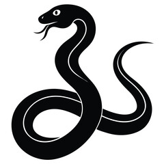 Obraz premium snake Black and white vector illustration animal silhouette for t shirt, black and white snake silhouette vector illustration, vector illustration of a snake silhouette isolated on white background.