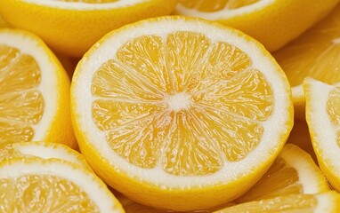 Close Up of Juicy Yellow Lemon Slices