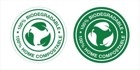 Biodegradable Home Compostable Round label icon For Product Label Green Standard Vector
