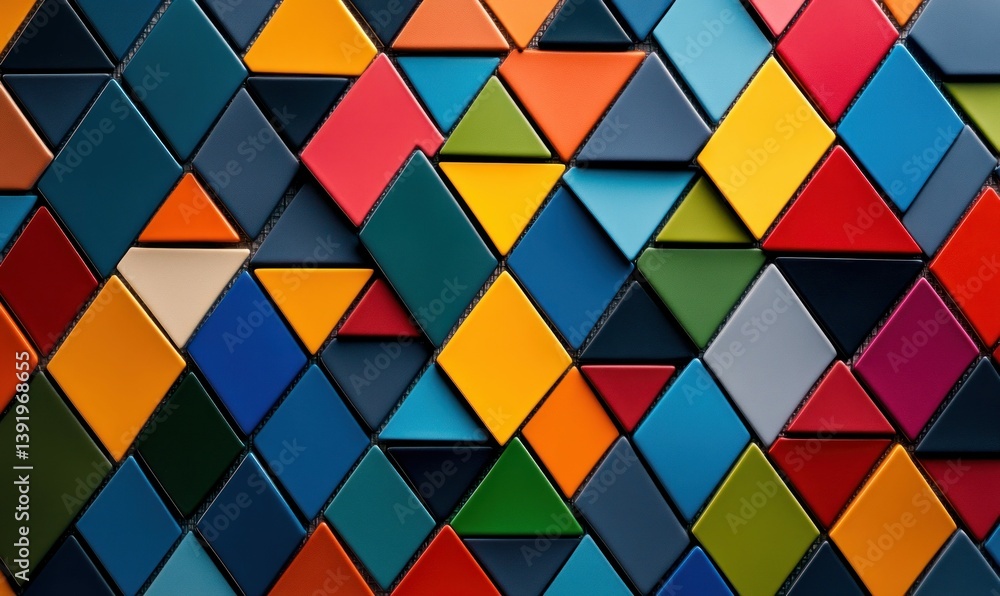 Poster an eye-catching display of triangles and diamonds in vibrant hues create an abstract mosaic pattern.