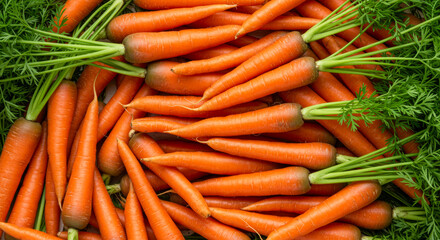Carrots Background, Top View &ndash; Fresh Orange Vegetable Texture, Healthy Food Concept