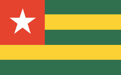 Togo flag. Official colors and proportions.