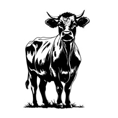 silhouette cow vector hand drawn illustration design