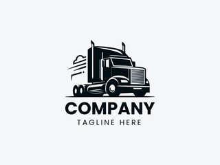 Semi-Truck Silhouettes Transportation Industry Vector Logo Design, Transportation Logo Semi-Truck Silhouettes