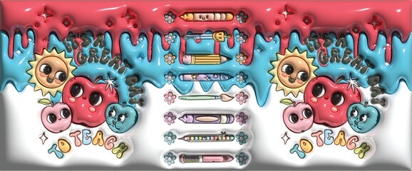 Bright and Colorful Illustration of Educational Theme with Cartoons