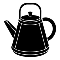 Obraz premium Kitchen Kettle Vector Icon Black Silhouette on White.