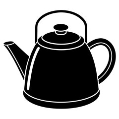 Black Kettle Icon Silhouette Vector on White Background.