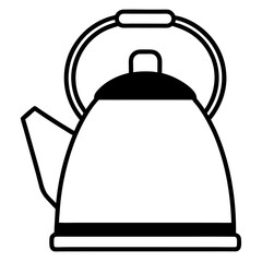 Obraz premium Black Kettle Line Icon Silhouette Vector on White Background.