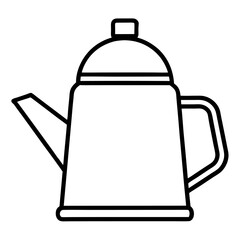 Black Kettle Line Icon Silhouette Vector on White Background.