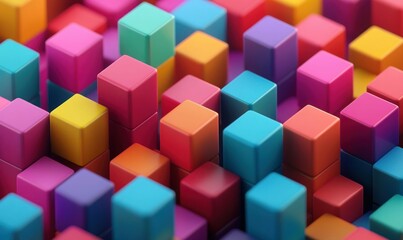 Naklejka premium A vibrant display of colorful cubes stacked in an eye-catching geometric pattern perfect for modern design.