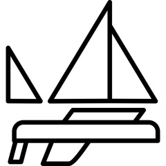 Yawl Sailboat Icon Vector Element