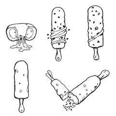 Mozzarella Stick Vector Line Art Food Illustration
