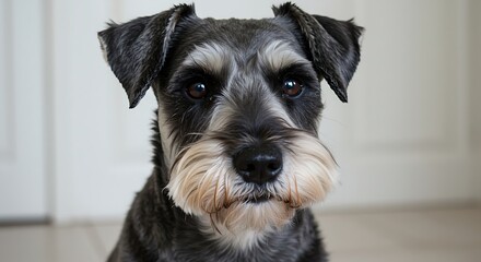 Closeup Portrait of a Grey Miniature Schnauzer Dog