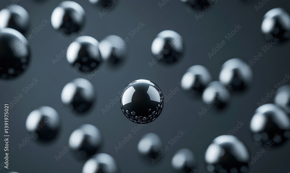 Poster a collection of lustrous chrome spheres creates a mesmerizing abstract pattern against a dark backgr