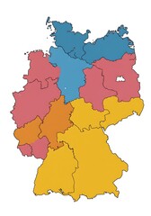 Fototapeta premium Simplified Map of German Federal States
