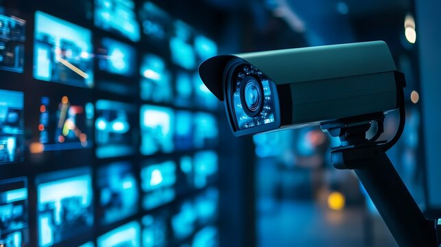 tech enabled security system with digital cctv cameras monitored by guard in control room ensuring safe network surveillance and real time observation