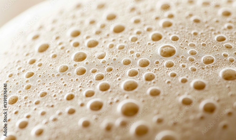 Poster a dense layer of beige creamy foam creates a bubbly texture in a captivating macro shot.