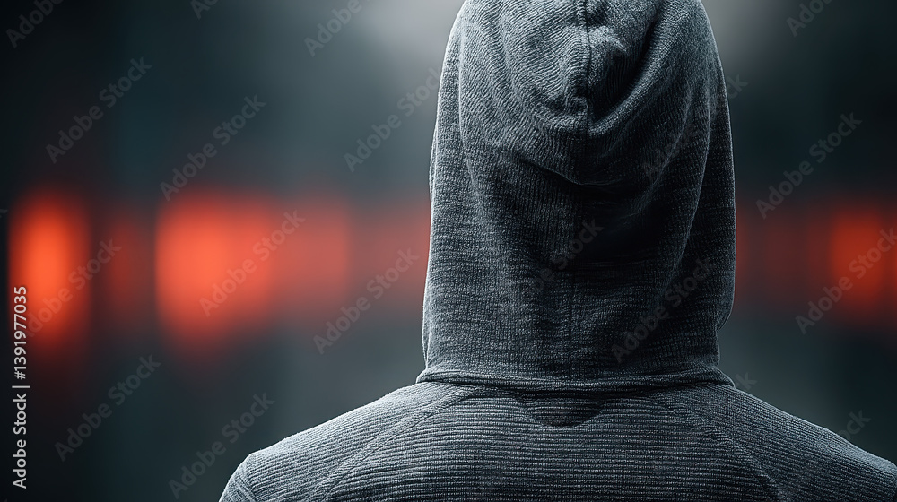 Poster hacker in a dark hoodie attempting to breach hospital system with red alerts on a futuristic interfa