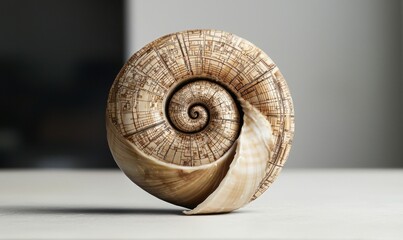 Intricate seashell design combines organic form with circuit patterns, creating a unique texture.