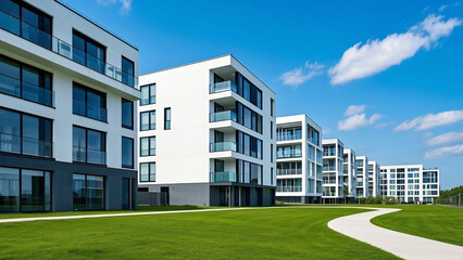 Modern office building architecture in the urban city skyline