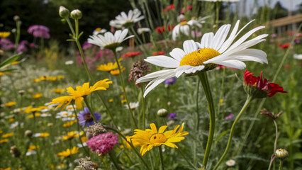 Vibrant Wildflower Meadow with Daisies