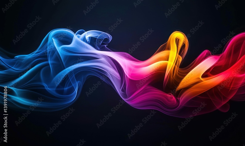 Poster abstract colorful smoke flows gracefully, creating a mesmerizing visual experience, perfect for mode