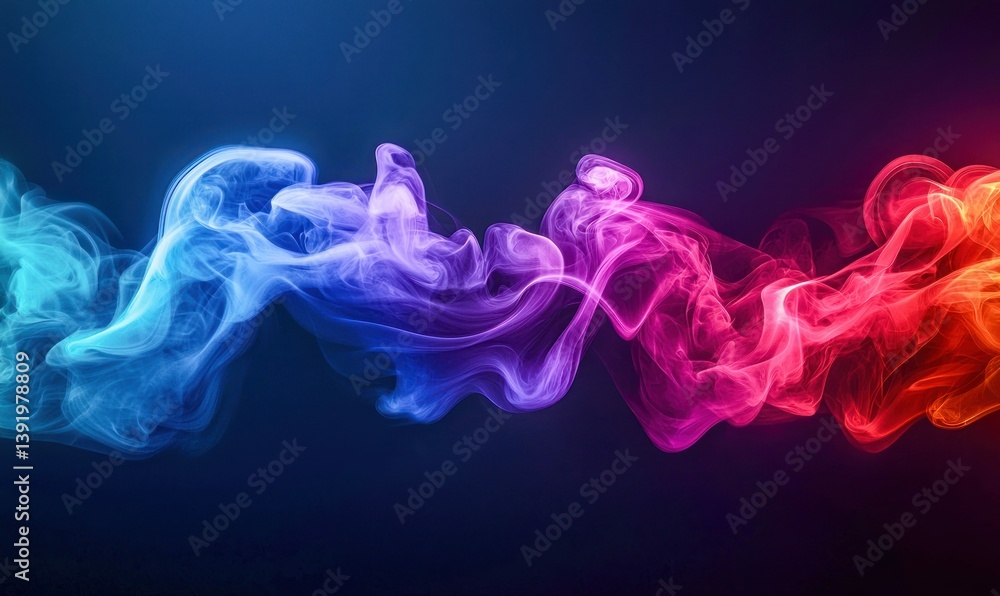 Poster abstract colorful smoke flows like a magical wave, creating a dynamic and mesmerizing backdrop.