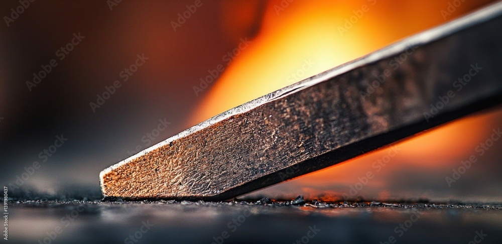 Aufkleber a macro view captures the sharpness of a steel chisel, highlighting craftsmanship and precision.