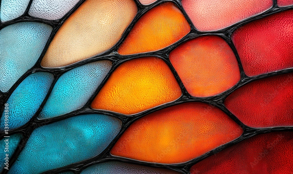 Poster a vibrant macro view of multicolored glass tiles creating an artistic mosaic pattern.