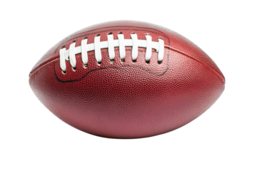 Classic American football ready for the game isolated on white background with detailed laces and isolated on transparent background
