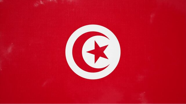 Animated Video Showing the Flag of Tunisia Emerging from Nowhere
