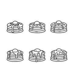 Breakfast Pancakes with Syrup Minimalist Line Art Vector