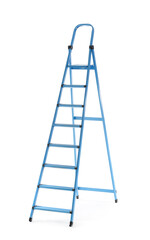 Blue stepladder on white background