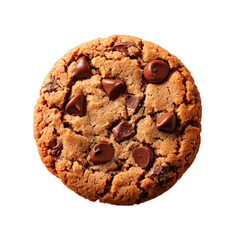 A delectable chocolate chip cookie isolated on a see-through background