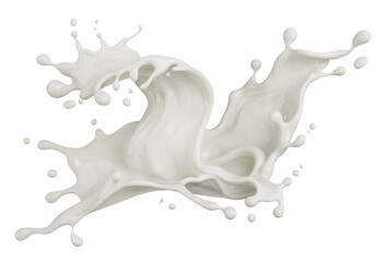 Milk splash and pourin, 3d illustration.