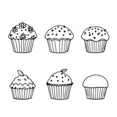 Cute Muffins Vector Line Art for Designers