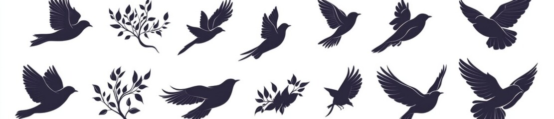 Dark outlines of raptors on a white canvas