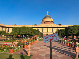 Rashtrapati Bhavan Behind No Entry Board, New Delhi, India